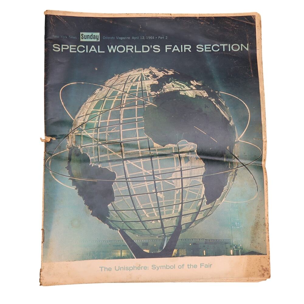 New York News Newspaper Supplement April 12 1964 Worlds Fair Unisphere Cover Vtg